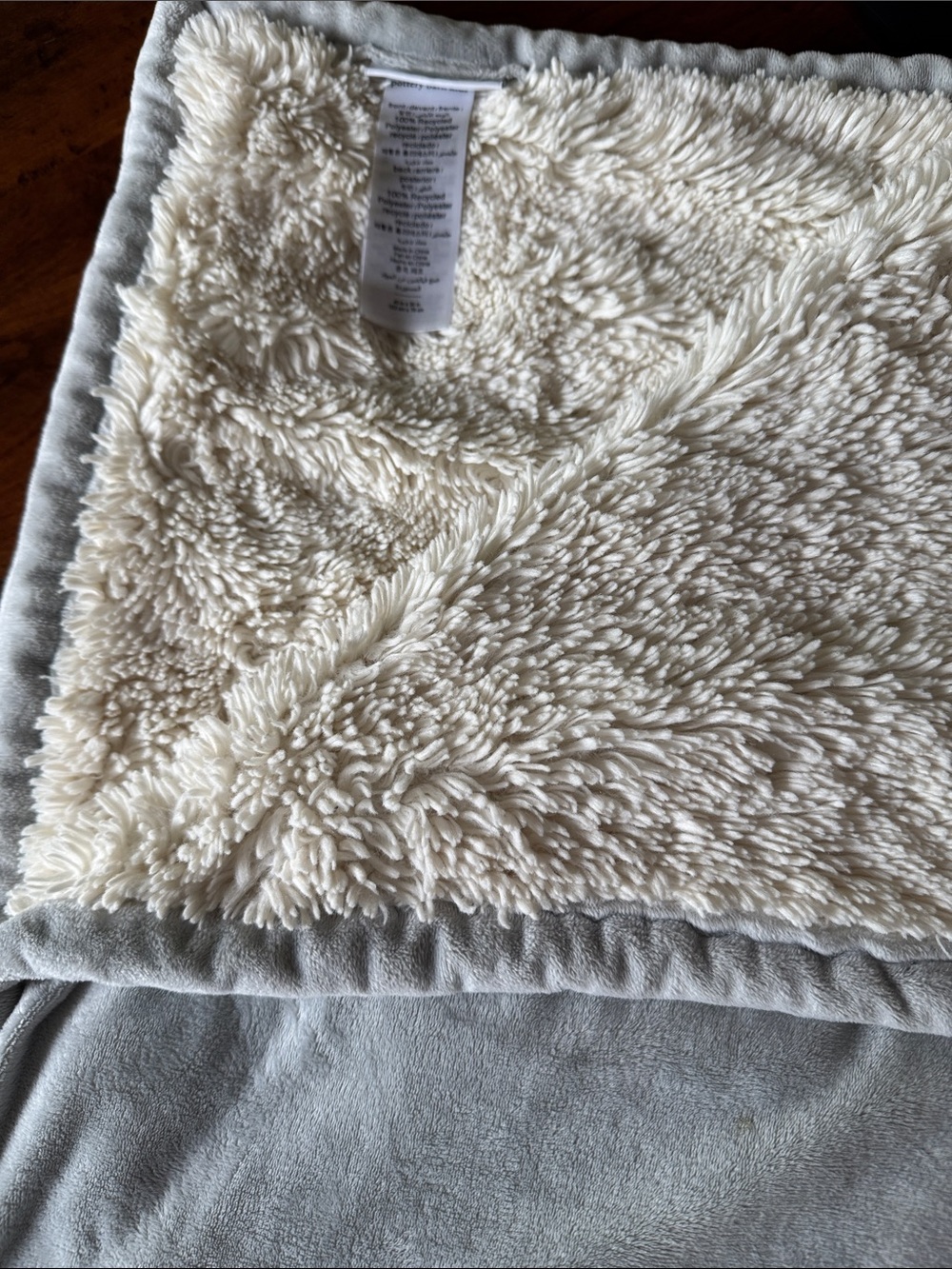 Pottery Barn Kids Sherpa Backed Chamois Baby Blanket in Chambray Blue